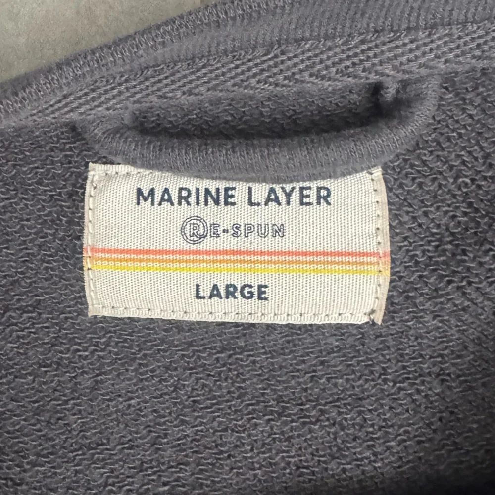 Marine Layer Colorblock Crewneck Sweatshirt Men’s Large Navy Pink White Coral - Picture 2 of 4
